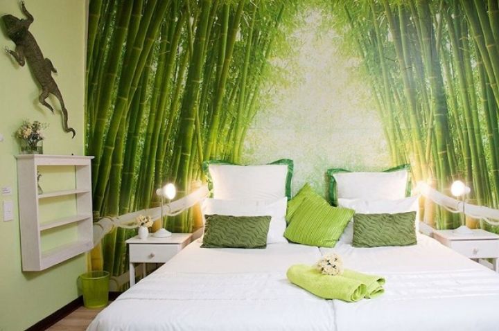 Зеленая спальня: оттенки, сочетания, выбор отделки, мебели, штор, освещения