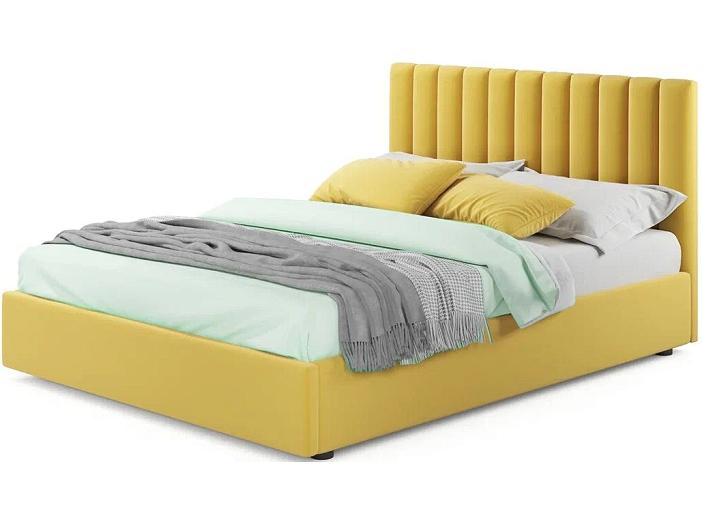 Мягкая кровать Olivia 1400 желтая с подъемным механизмом