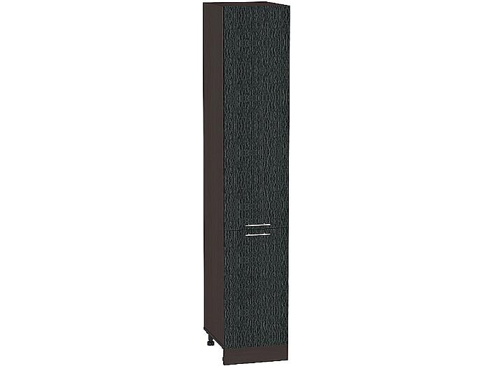 Шкаф пенал с 2-мя дверцами Валерия-М ШП 400Н (для верхних шкафов высотой 920) Черный металлик дождь-Венге