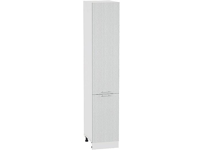 Шкаф пенал с 2-мя дверцами Валерия-М ШП 400Н (для верхних шкафов высотой 920) Серый металлик дождь светлый-Белый