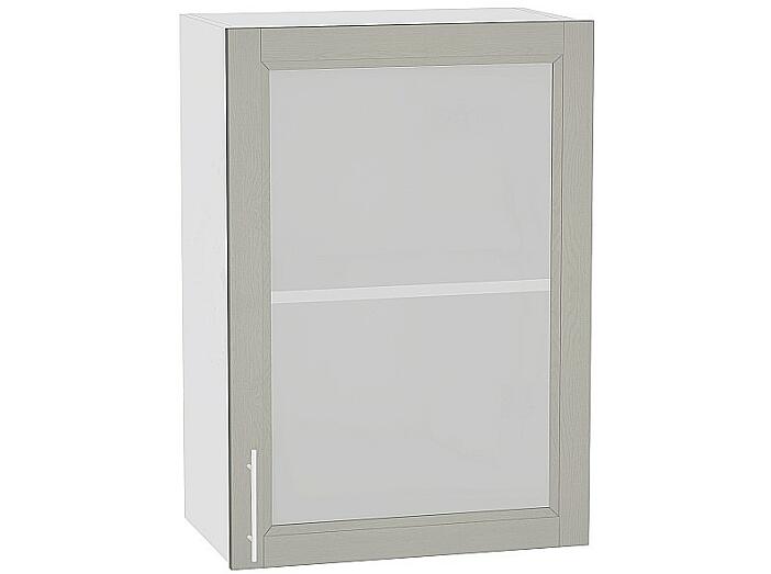 Шкаф верхний с 1-ой остекленной дверцей Сканди В 500 Grey Softwood-Белый