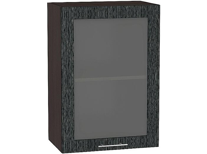 Шкаф верхний с 1-ой остекленной дверцей Валерия-М В 509 Черный металлик дождь-Венге
