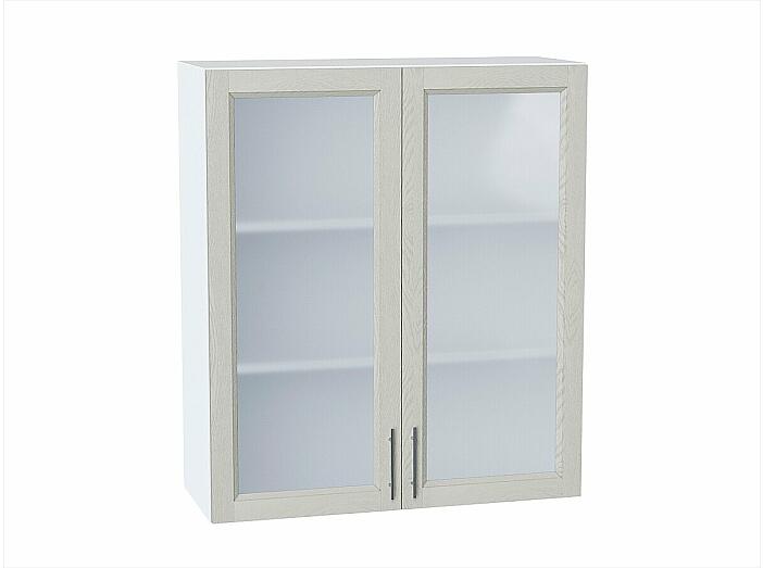 Шкаф верхний с 2-мя остекленными дверцами Сканди Cappuccino Softwood Белый 920*800*320