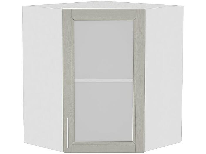 Шкаф верхний угловой остекленный Сканди ВУ 599 Grey Softwood-Белый