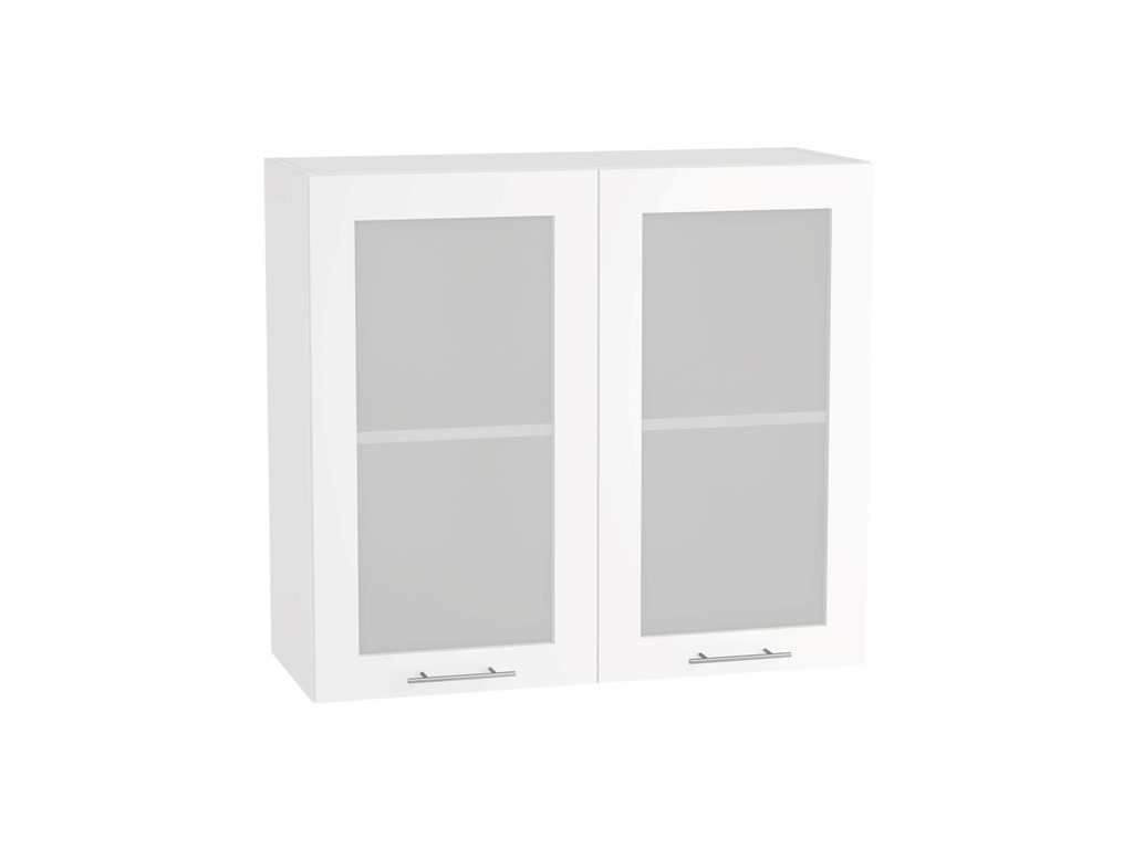 Шкаф верхний с 2-мя остекленными дверцами Валерия-М В 800 Белый глянец-Белый