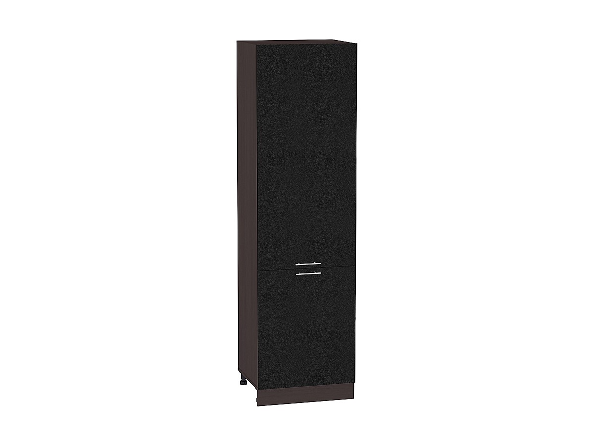 Шкаф пенал с 2-мя дверцами Валерия-М ШП 600Н (для верхних шкафов высотой 920) Черный металлик-Венге