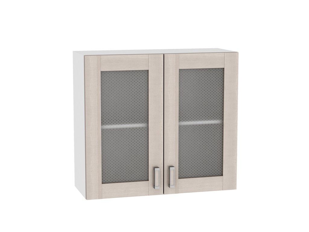 Шкаф верхний с 2-мя остекленными дверцами Лофт В 800 Cappuccino Veralinga-Белый