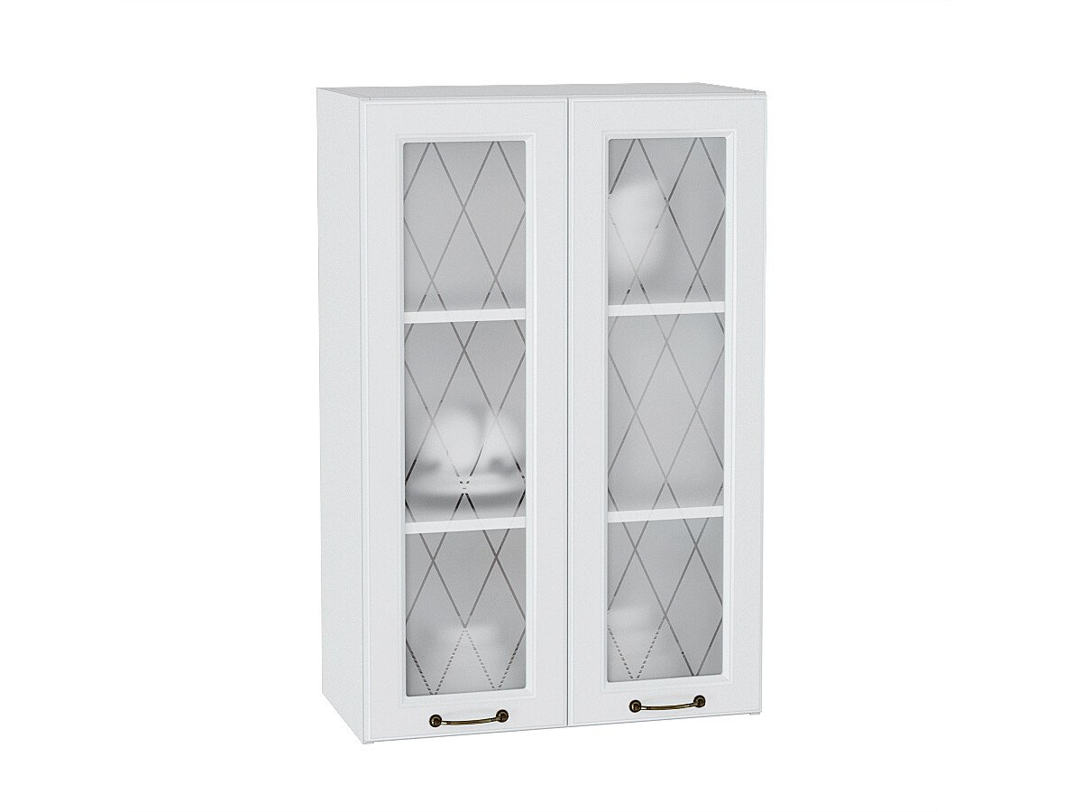 Шкаф верхний с 2-мя остекленными дверцами Ницца Белый Белый 920*600*318
