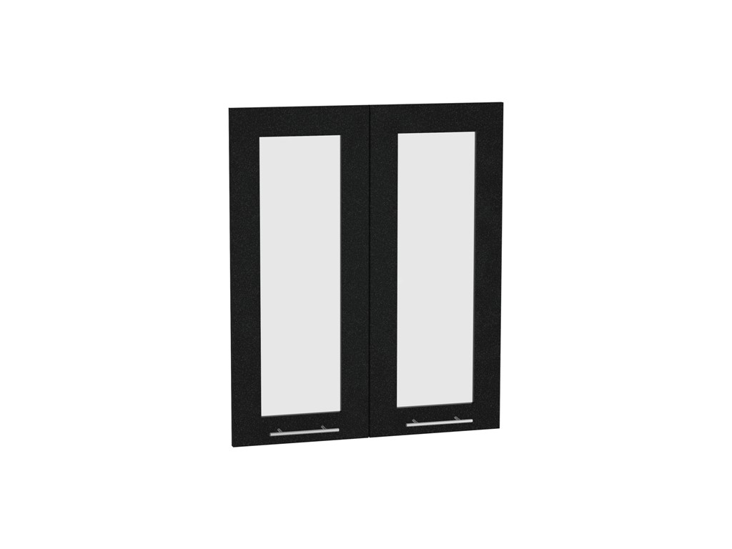 Комплект фасадов Валерия-М со стеклом для каркаса Ф-45 В600 Чёрный металлик