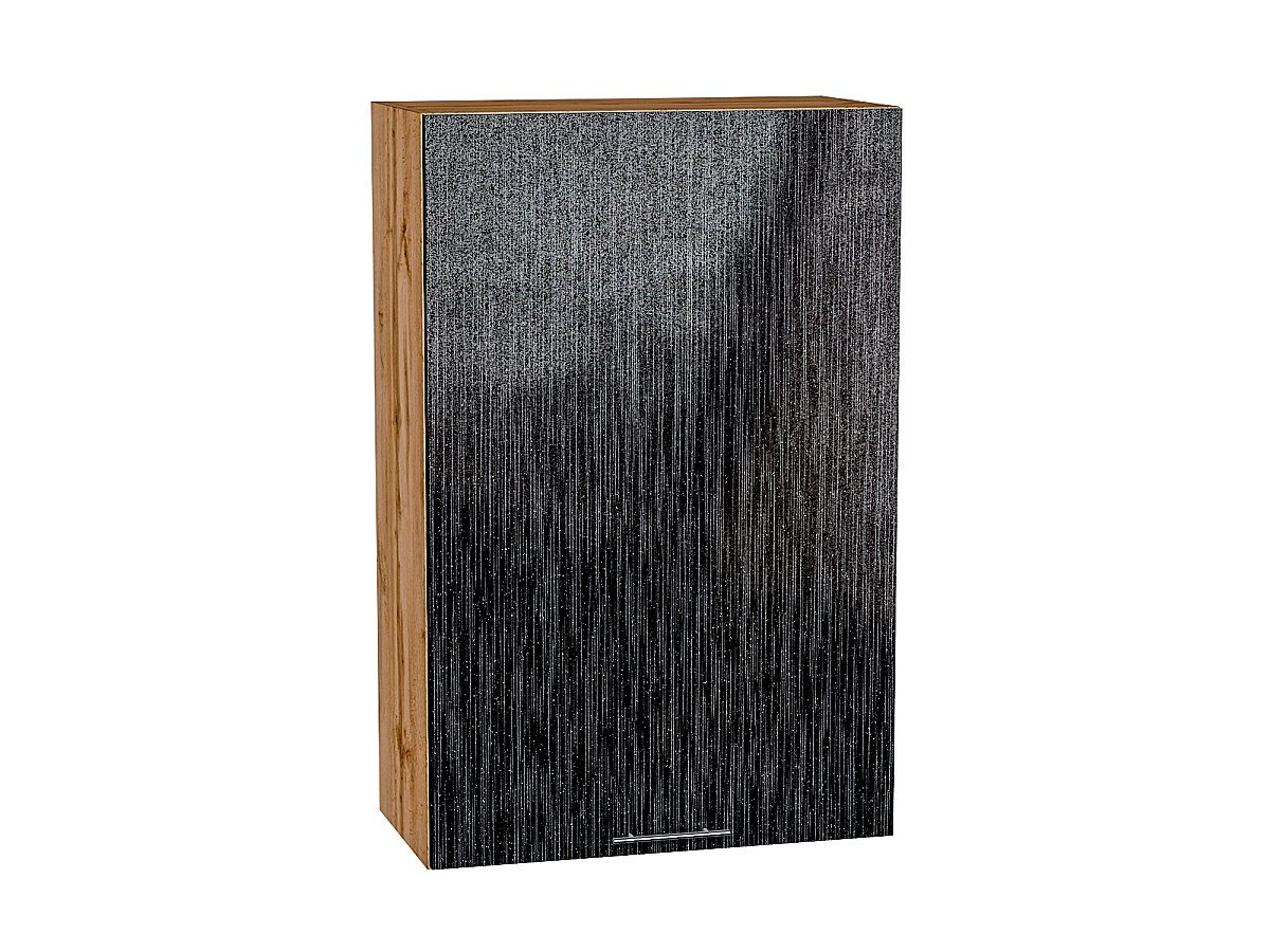 Шкаф верхний с 1-ой дверцей Валерия-М Черный металлик дождь Дуб Вотан 920*600*318