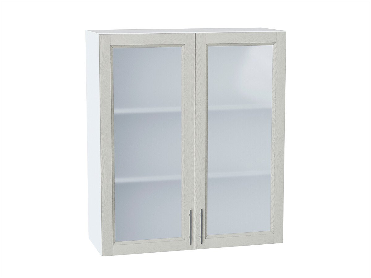 Шкаф верхний с 2-мя остекленными дверцами Сканди Cappuccino Softwood Белый 920*800*320